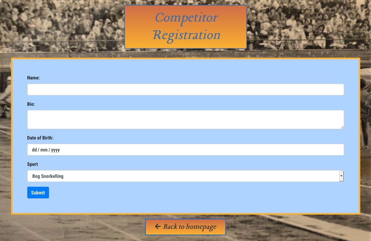Screenshot of Lockdown Olympics App project